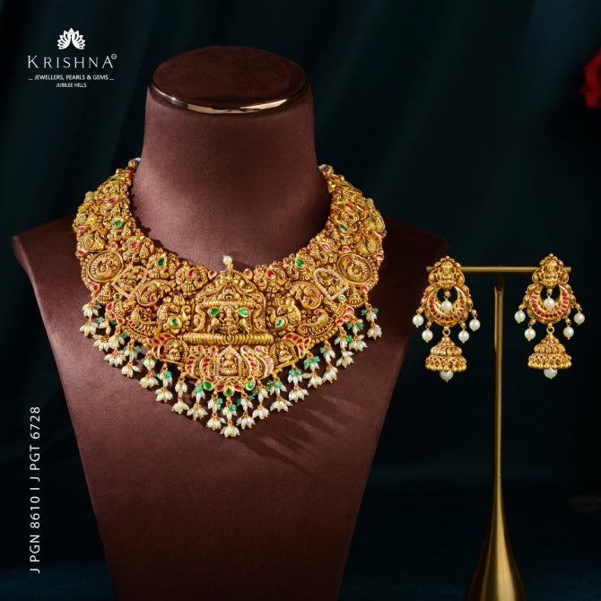 Divine Semi-antique Gold Laxmi Choker Sets