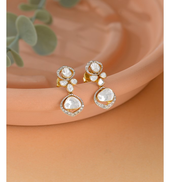 Polki Studs Hanging Earrings