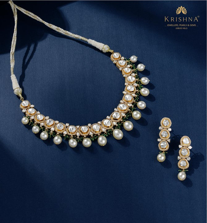 Classic polki single line necklace sets