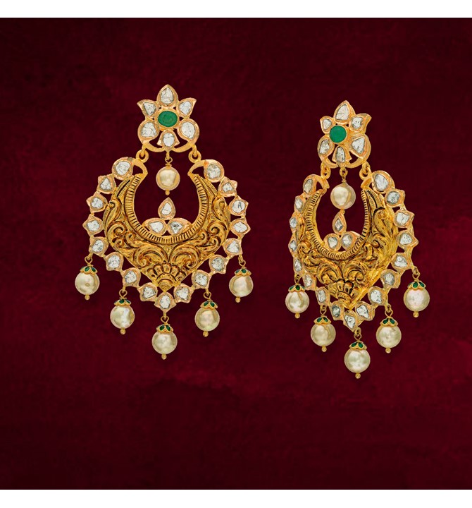 Polki Southsea pearls gold earrings