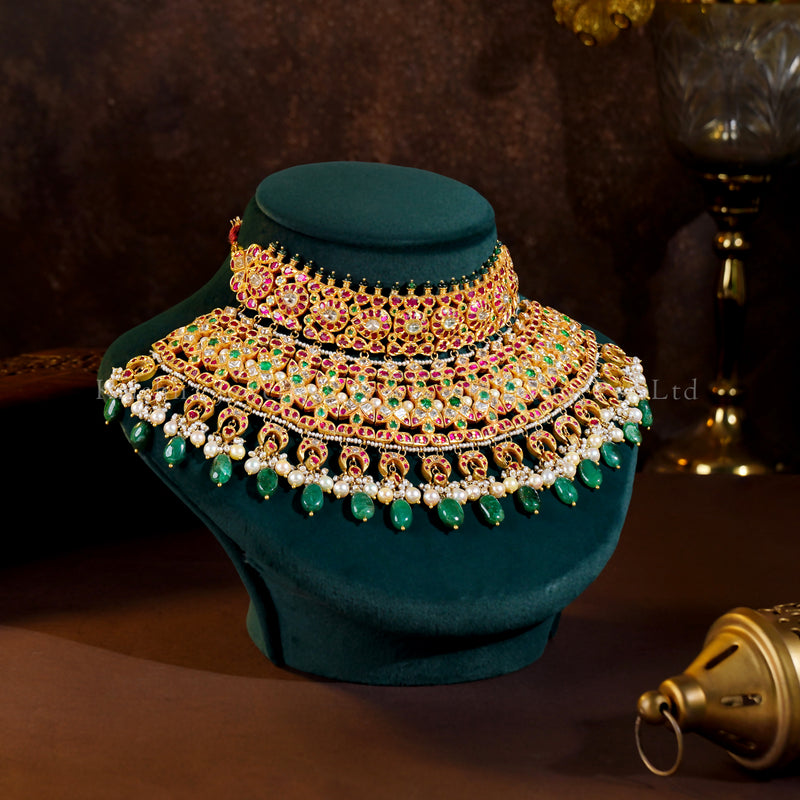 22K Gold Kundan & Emerald Bridal Choker