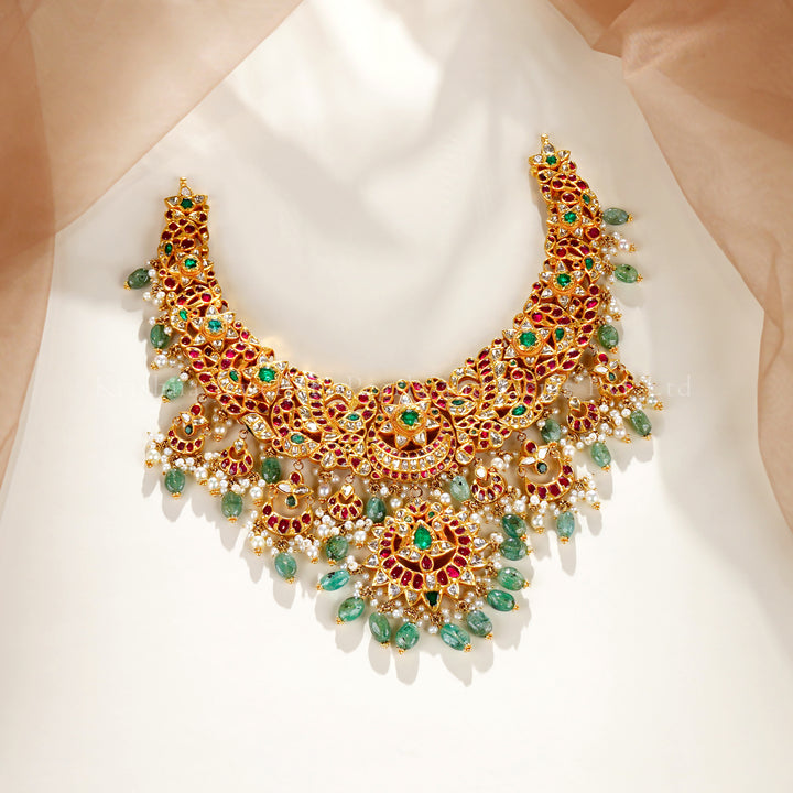 22K Gold Kundan & Emerald Bridal Necklace