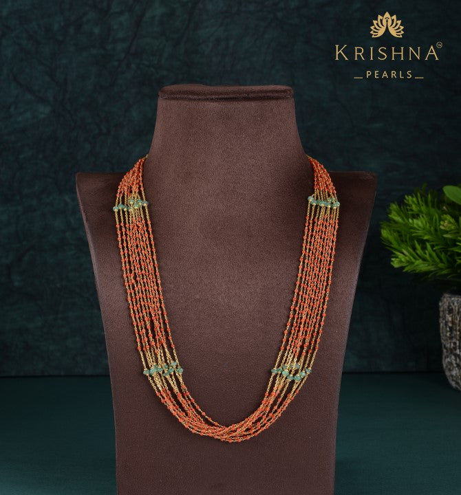Coral beads Gold Chain