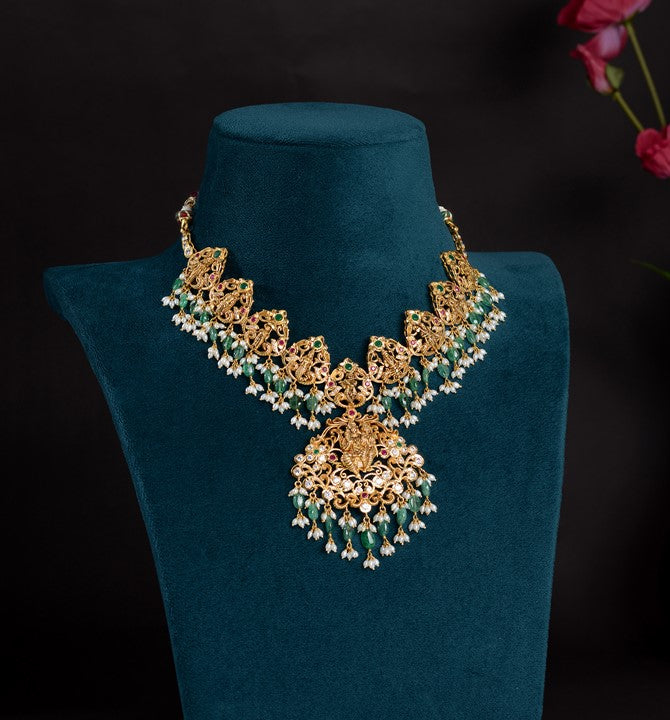 Dasavatharam Gold Necklace Designs with Guttapusalu