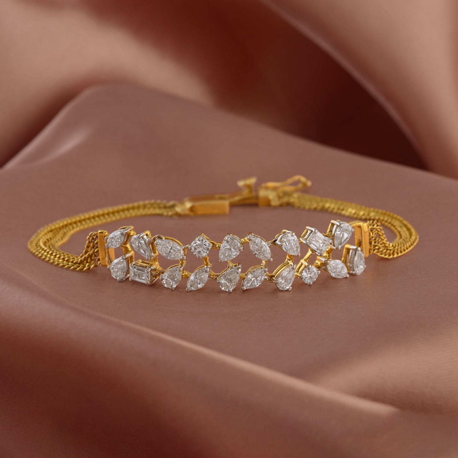 Luxe Leaf work Diamond Bracelet - Krishna Jewellers Pearls and Gems