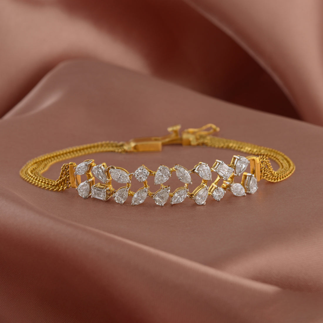 Luxe Leaf work Diamond Bracelet - Krishna Jewellers Pearls and Gems