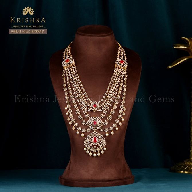 Beautiful Diamond Layered Bridal Haar Necklace