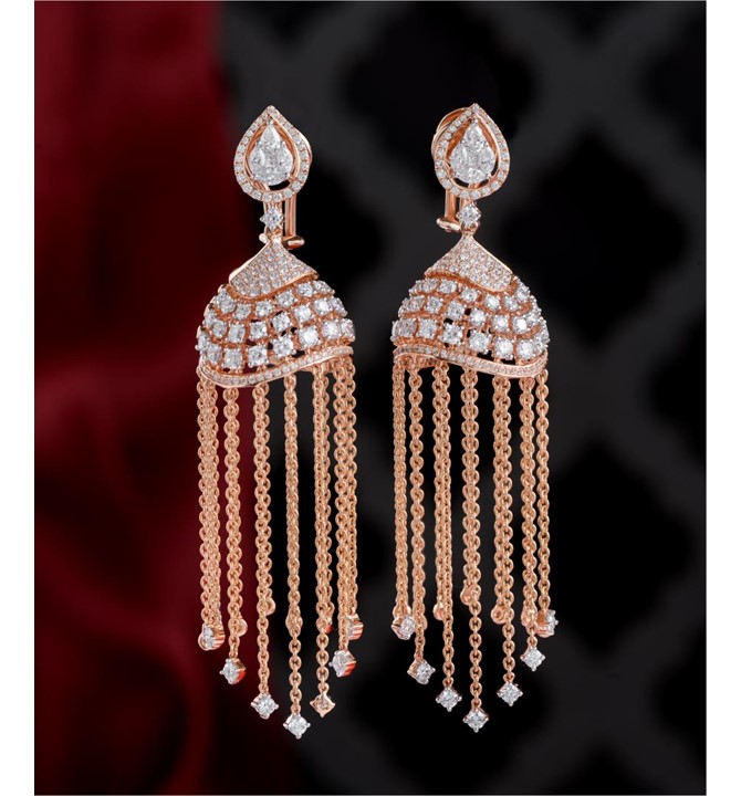 Diamond Dangler Earrings in Rose Gold