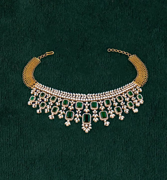 Diamonds Choker Necklace in Green