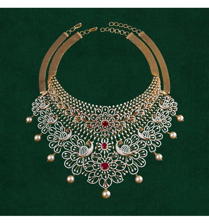 Diamond Peacock Choker Necklace