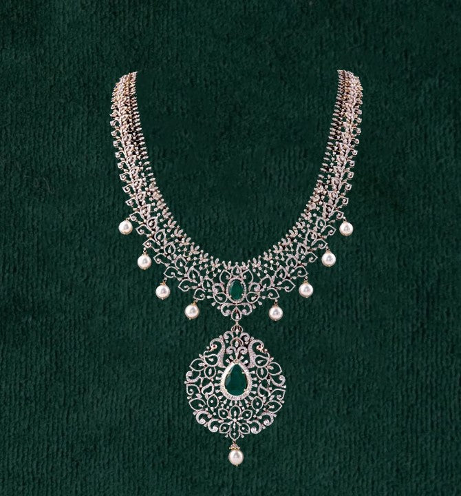 Swirly patterned Diamond necklace haram