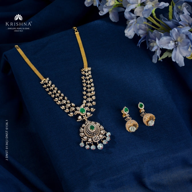Floral Diamond Necklace And Jhumka Set