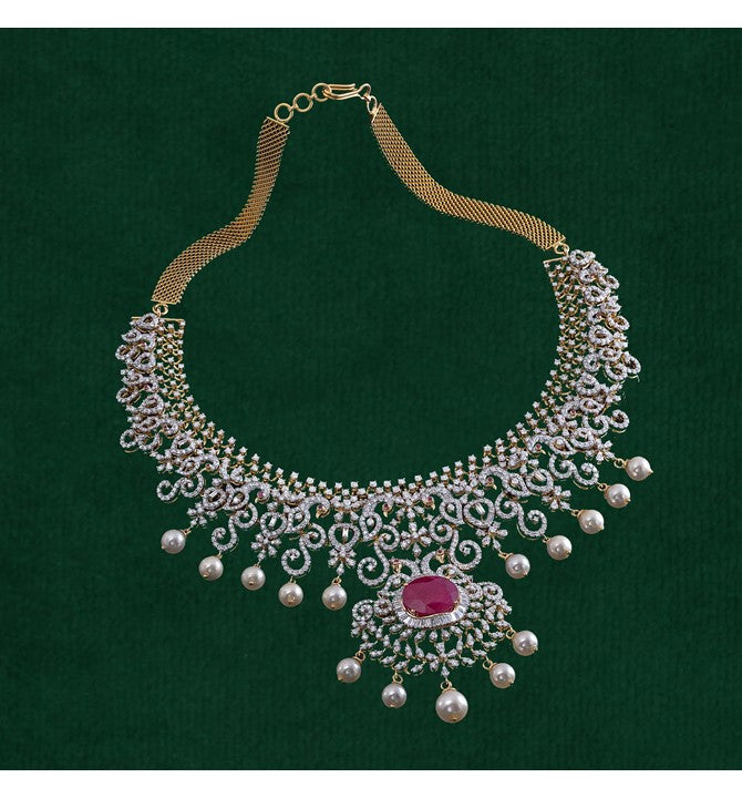 Peacock Themed Diamond Necklace