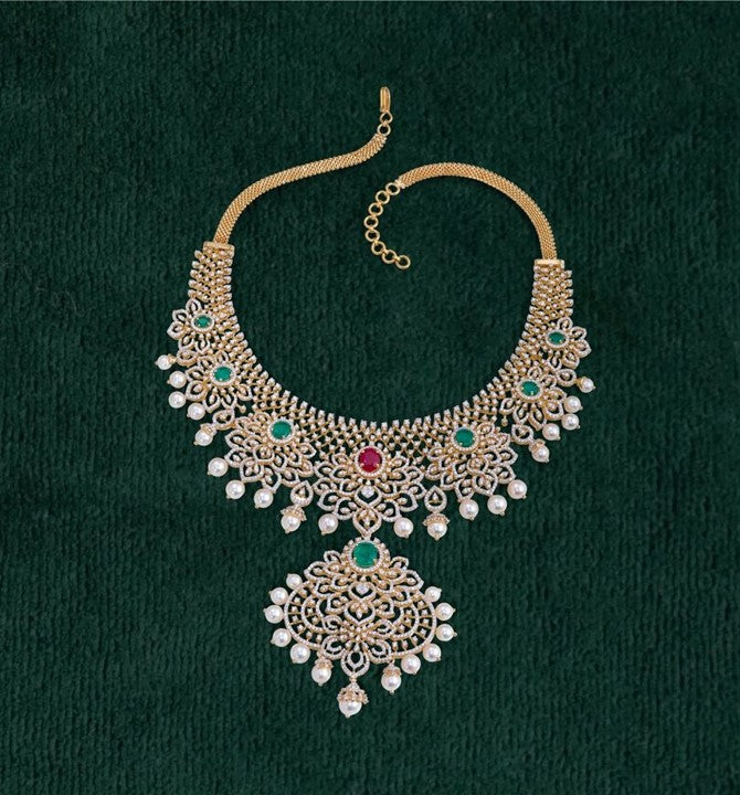 Diamond Floral Themed Necklace