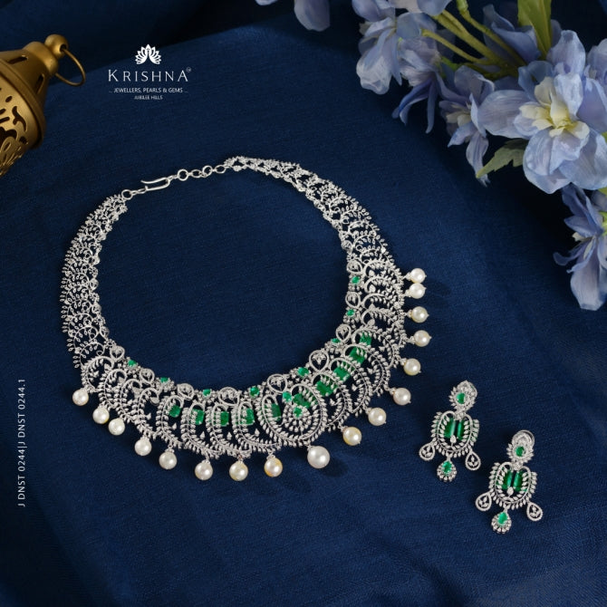 Ritzy Short Diamond Necklace Set