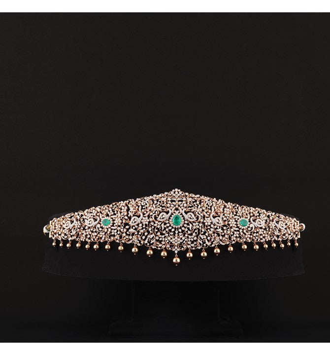 Peacock Motif Diamond Vaddanam