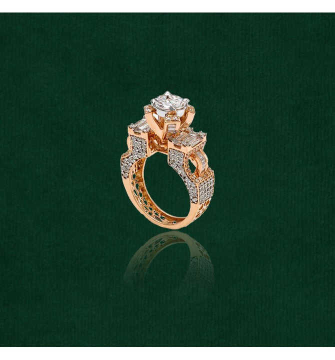 Diamond Stylish Solatire Yellow Gold Ring