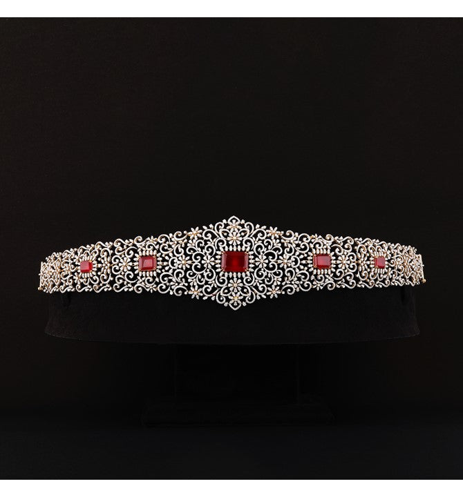 Floral Diamond Ruby Vaddanam