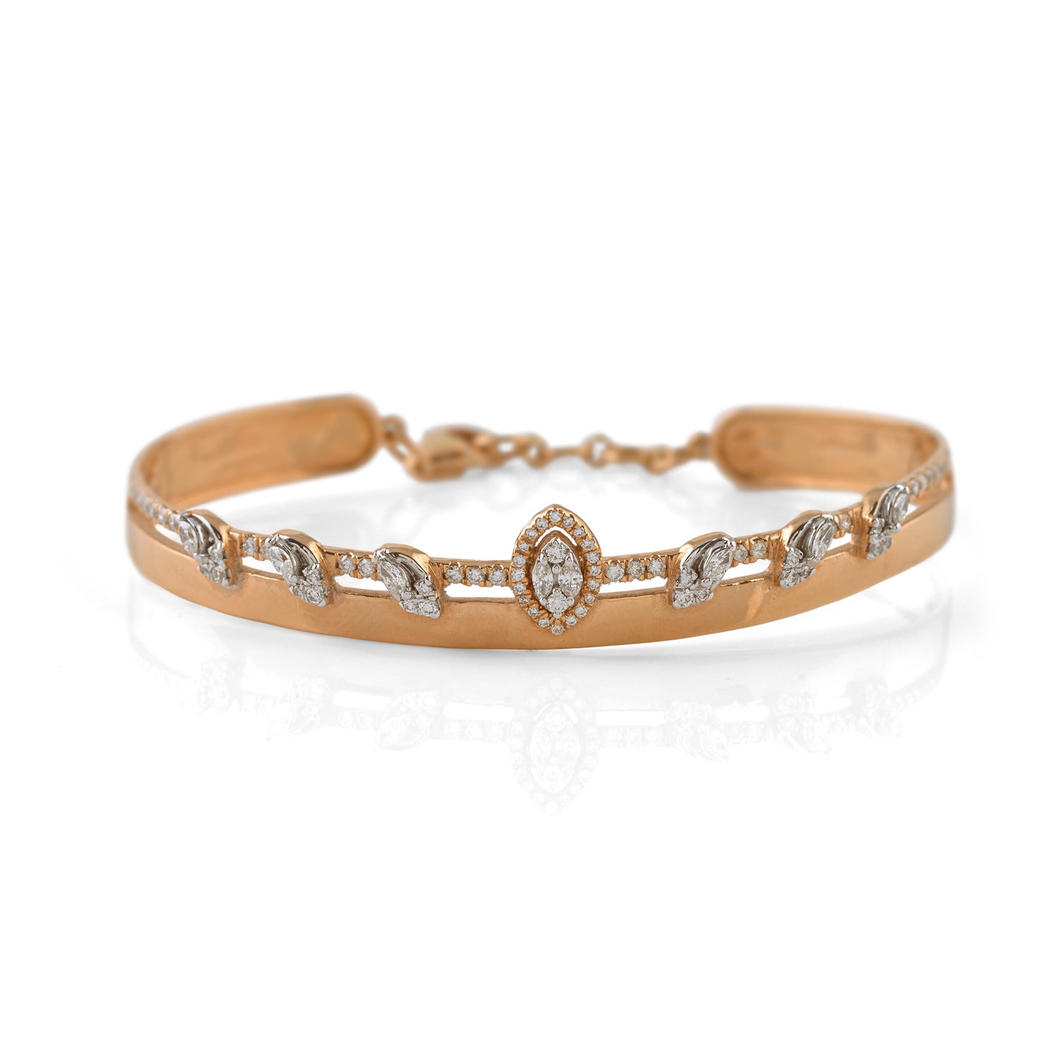 Artistic Fusion Rose Gold Diamond Bracelet - Krishna Jewellers Pearls and Gems