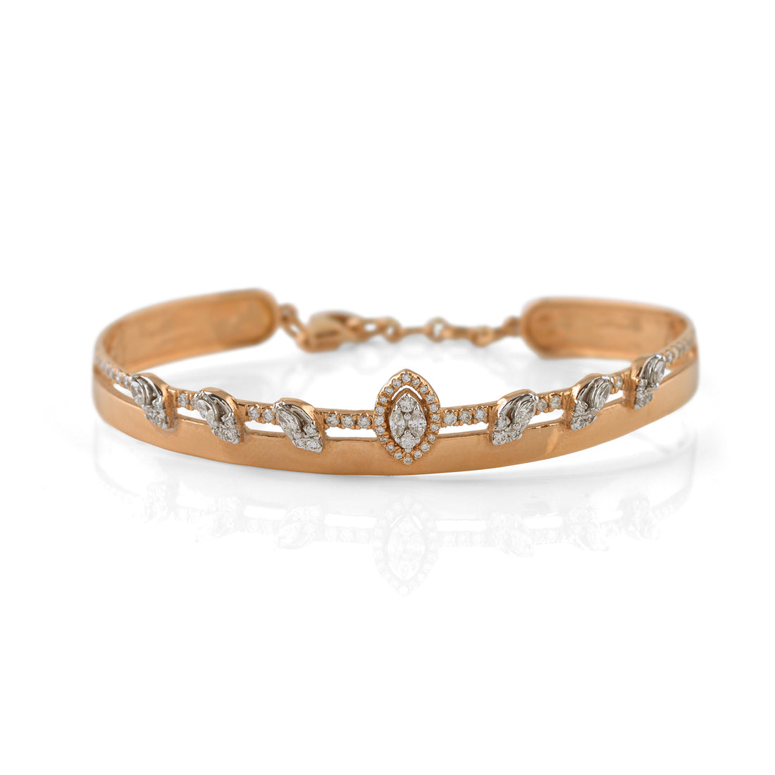 Artistic Fusion Rose Gold Diamond Bracelet - Krishna Jewellers Pearls and Gems