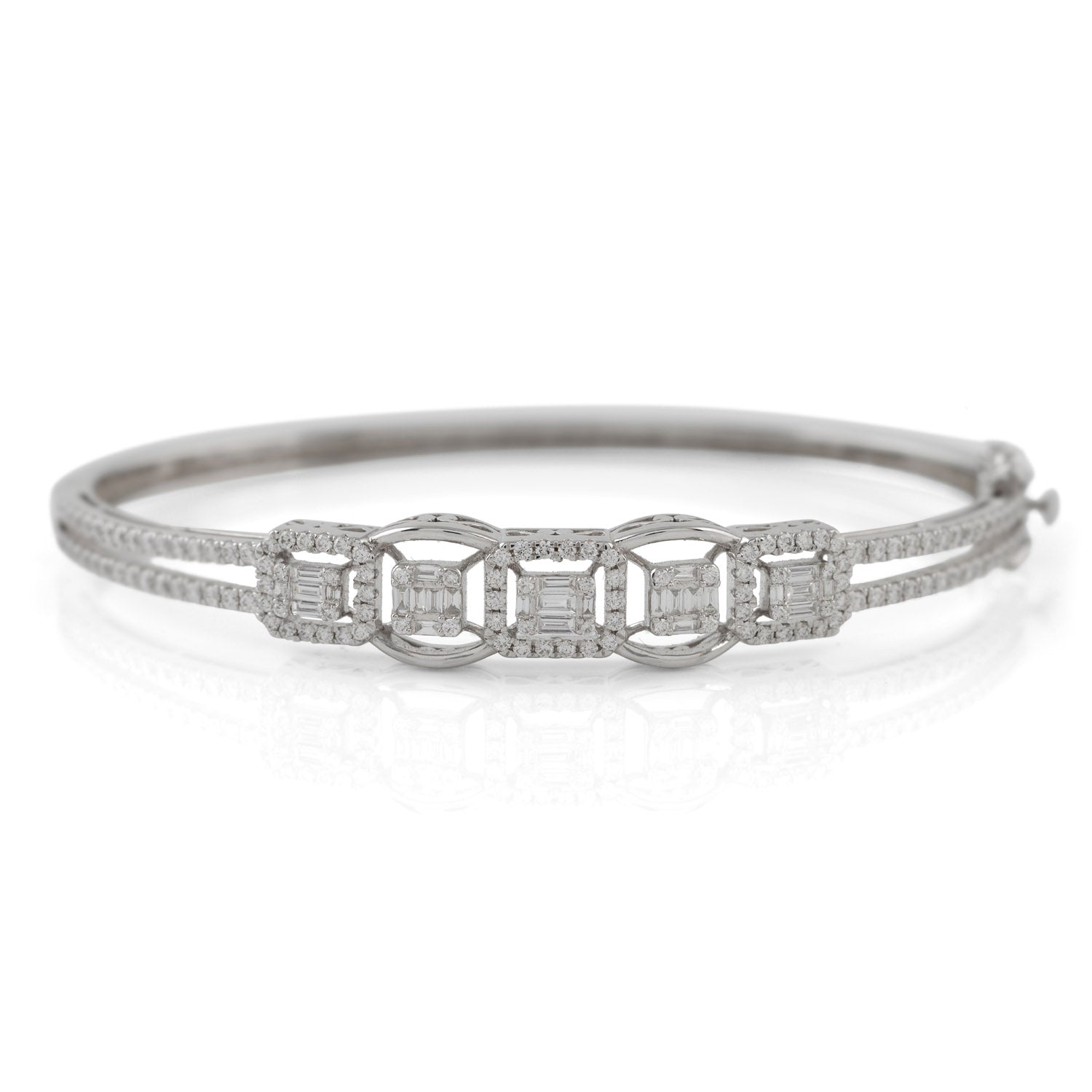 Square-Cut Diamond  White Gold Bracelet - Krishna Jewellers Pearls and Gems