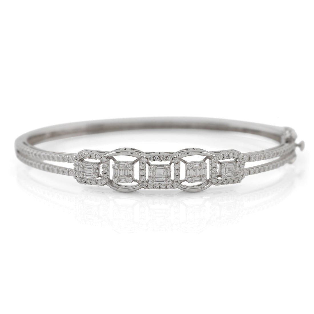 Square-Cut Diamond  White Gold Bracelet - Krishna Jewellers Pearls and Gems