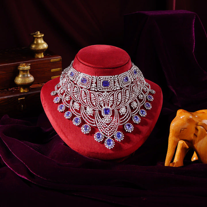 18K Diamond Fancy Choker Necklace – Elegant Luxury Bridal Jewelry