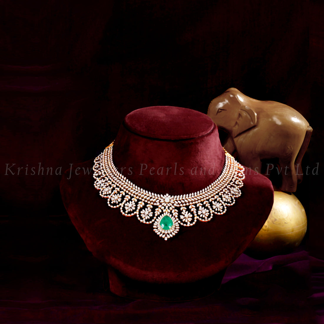 18K Floral Diamond Bridal Necklace