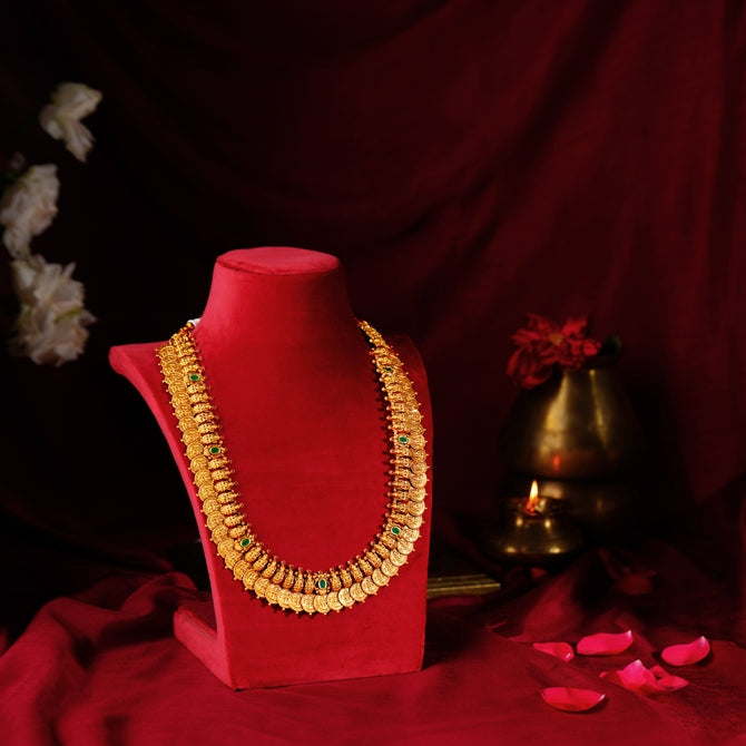 Elegant Gold Haram with Laxmi devi Idol