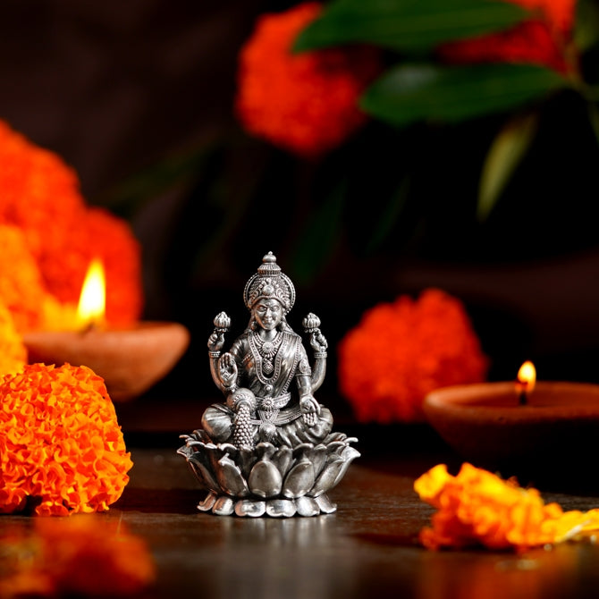 Lakshmi Devi Idol with Pot Full of Coins