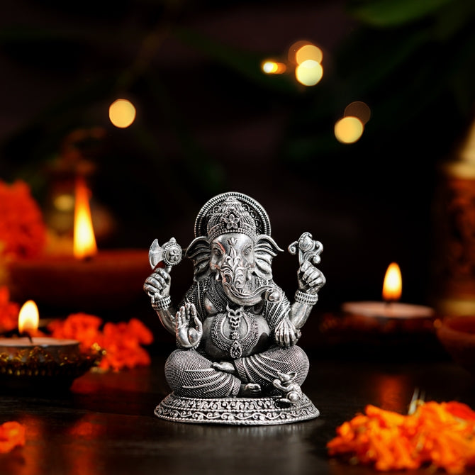 Antique Finish Ganesh Idol with Vahana