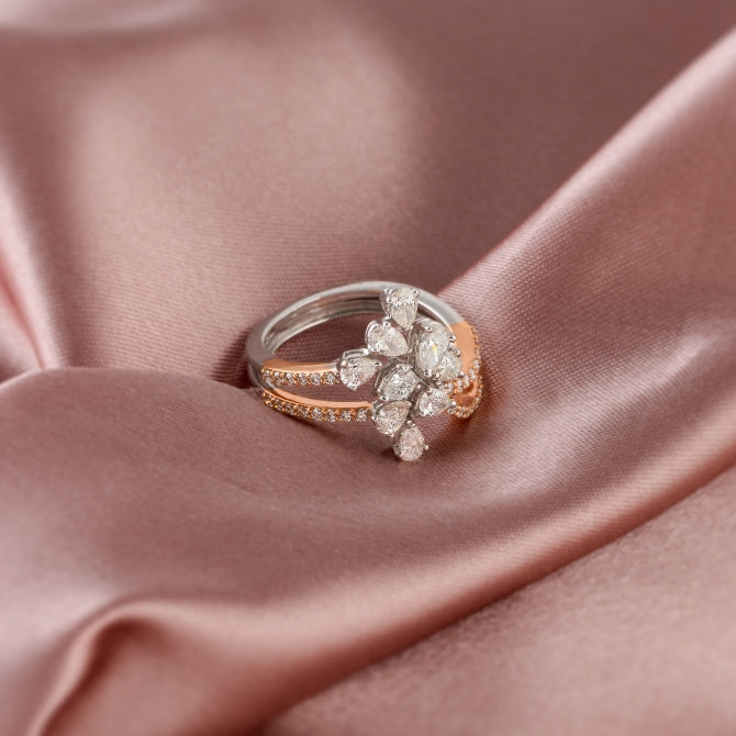 Radiant Flower Diamond Ring