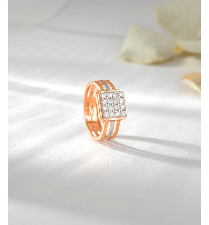 Lattice diamond Ring in Rose Gold