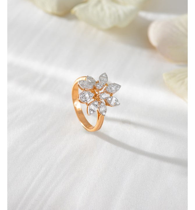 Floral Pear-Cut Diamond Ring