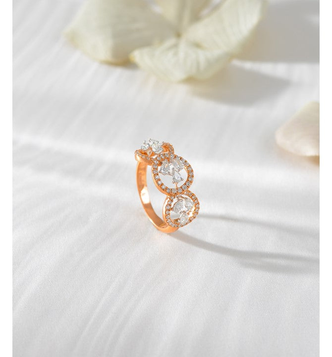 Triple Head Diamond Ring