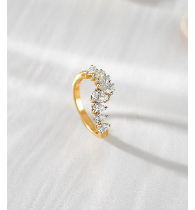 Pear Cut Cluster-Diamond Ring