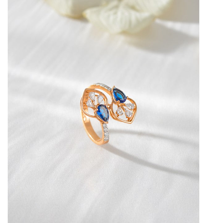 Diamond Ring in Flower Petal Motif