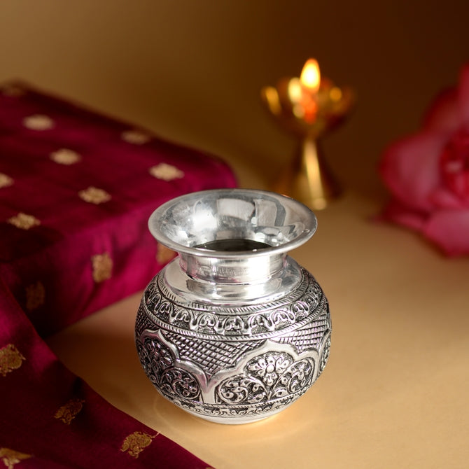 Beautiful Silver Kalash with Floral Design