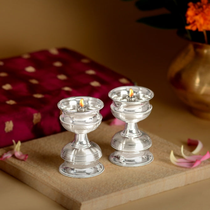 92.5 Pure Silver Diyas Set