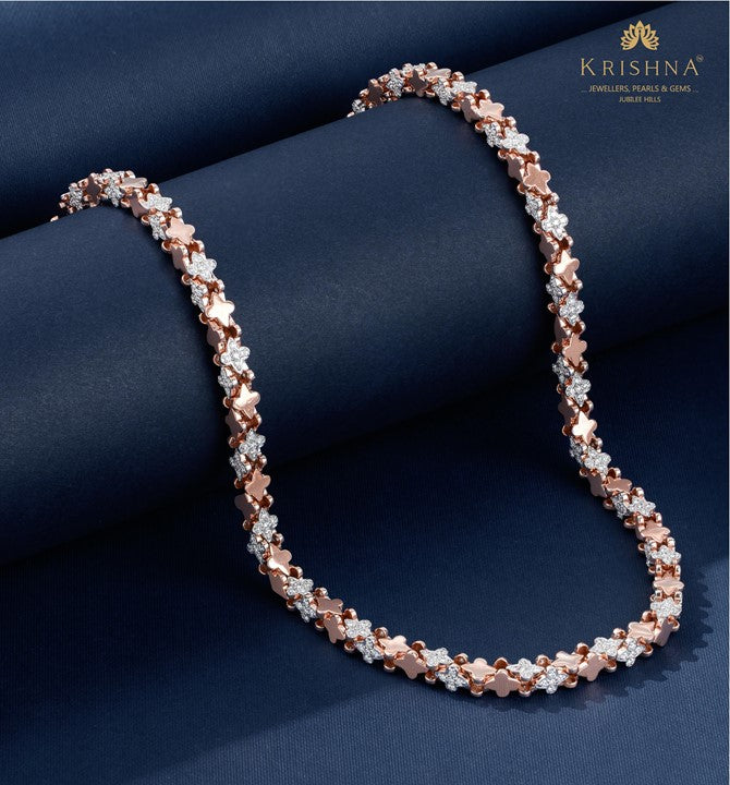 Elegant rose gold diamond chain