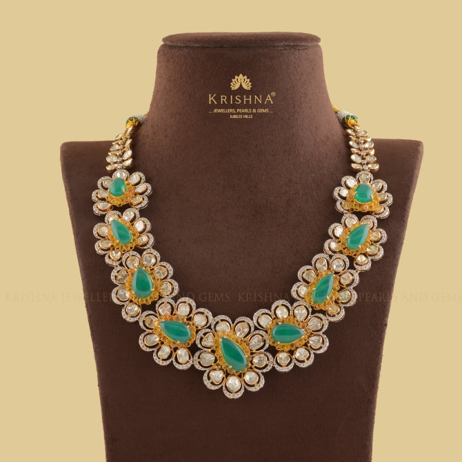 Mesmerizing Flowery Polki Diamond Haram