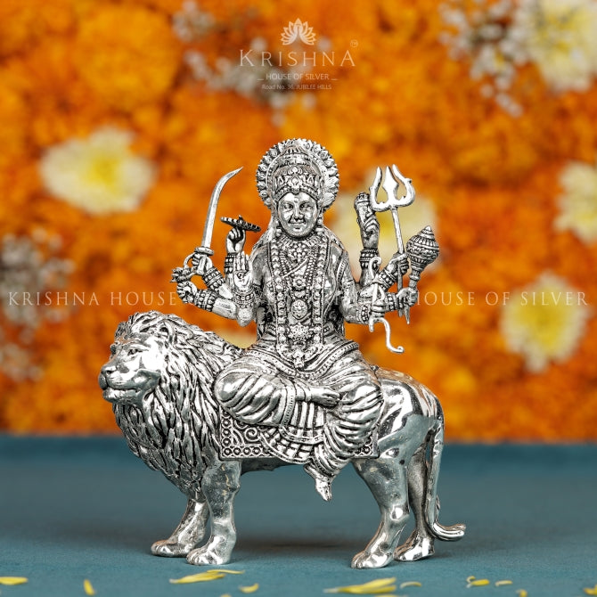 Goddess Durga Idol In Silver