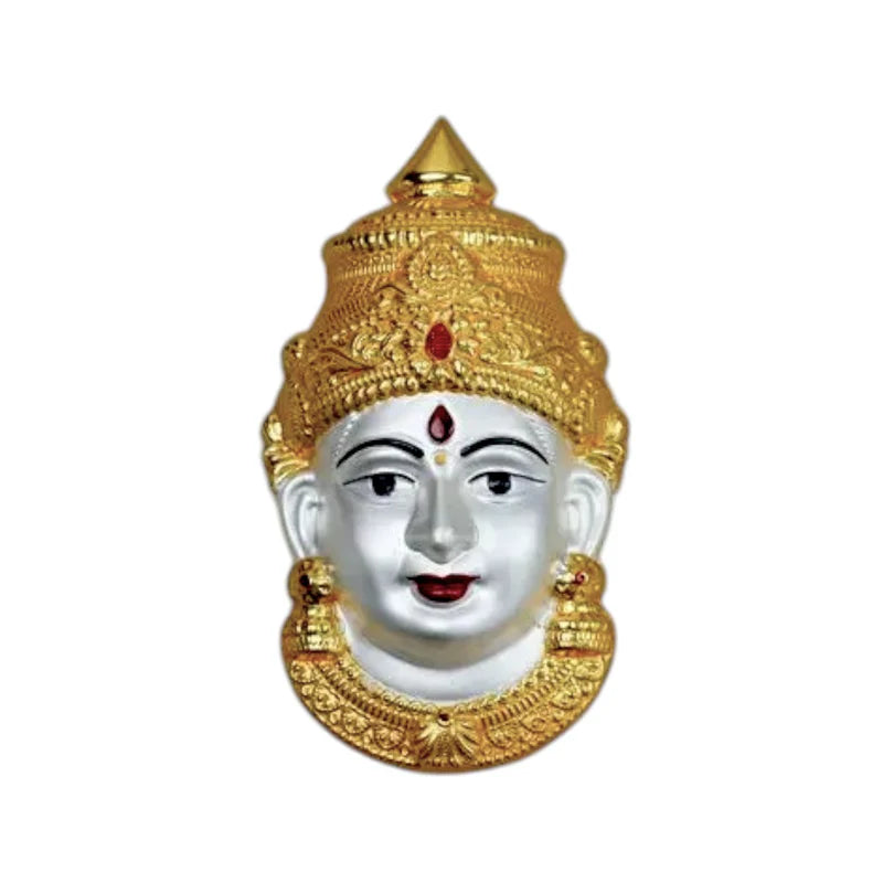 Silver Durga Face - Wall Hanging, Hindu Deity