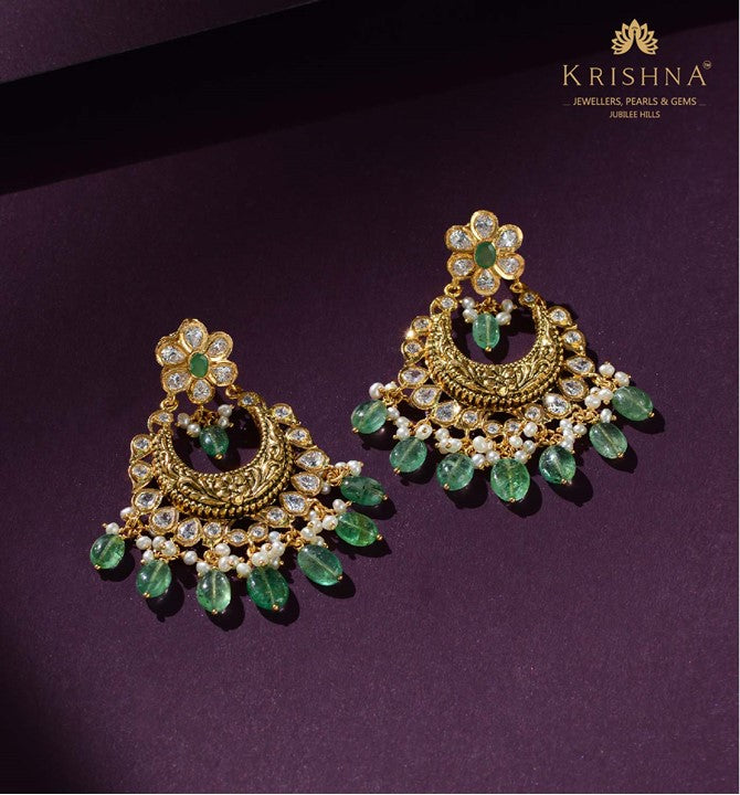 Luxy Gold Chandbali Earrings