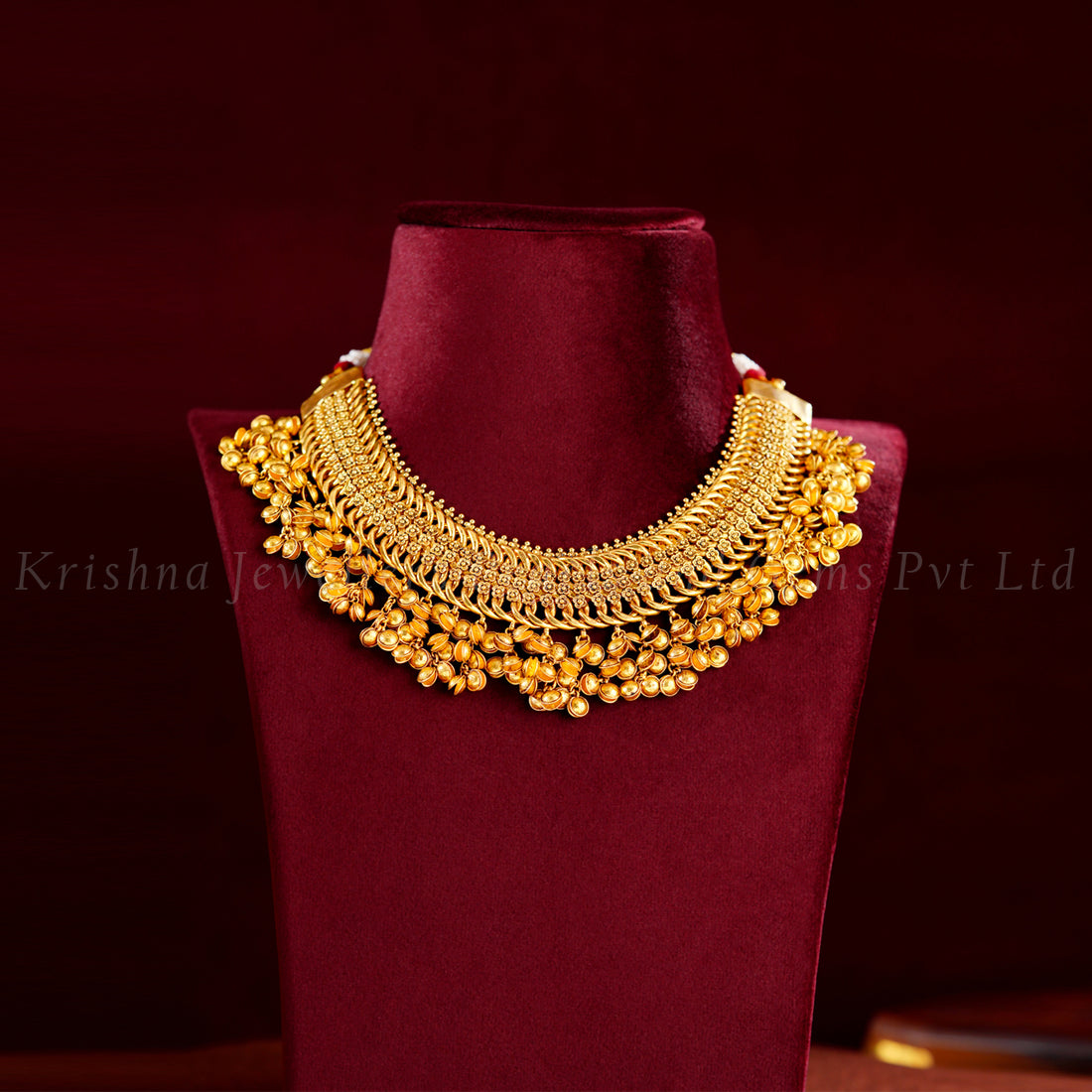 22K Gold Jalebi Bridal Necklace for Traditional Attire