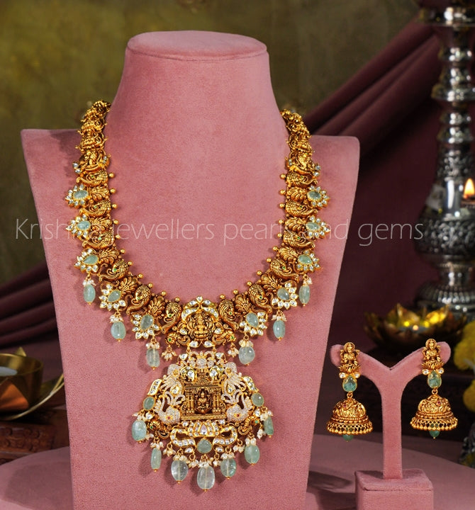 Stunning Lakshmi Devi Nakshi Necklace Set with Earrings