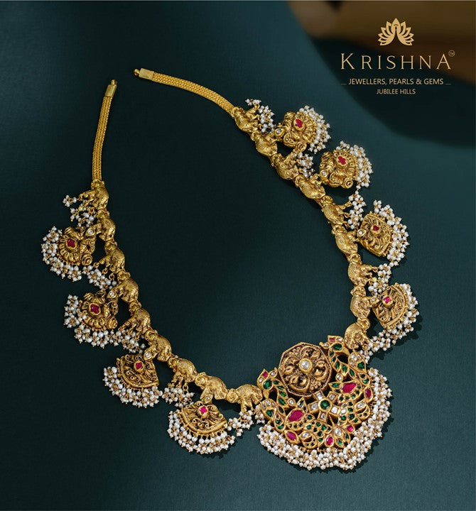 Peacock & Elephant Gold Kundan Necklace