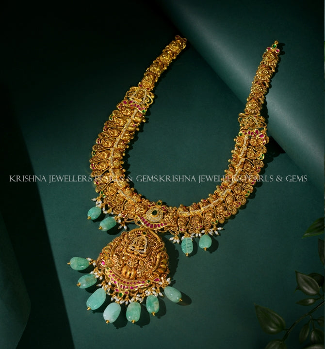 22K Gold Bridal Lakshmi Devi Haram Grand Temple Jewellery