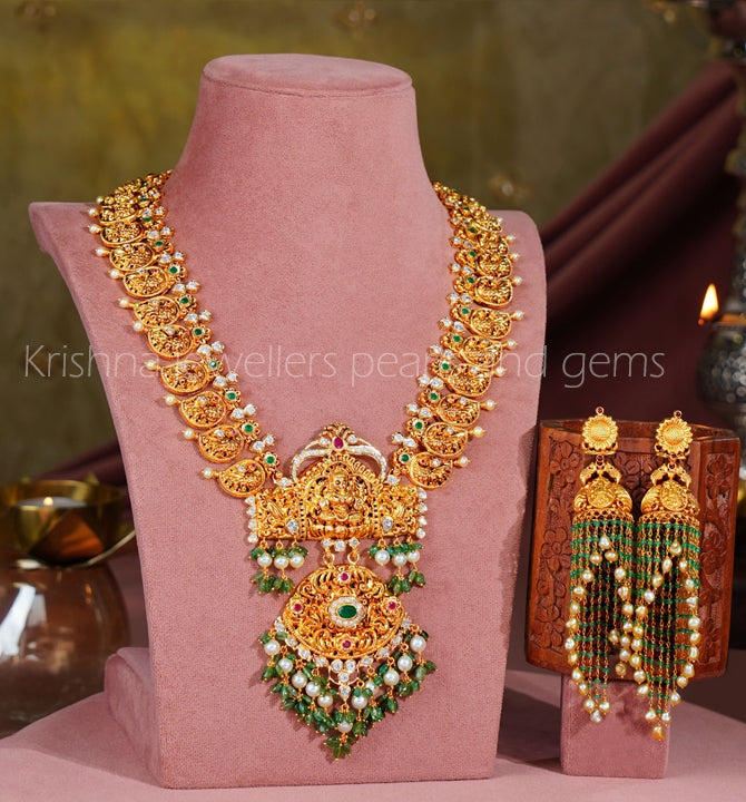 22karat Gold Mango Haram With jhumka earrings