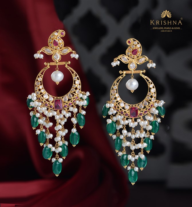 Gold Pearl Chandelier Earrings